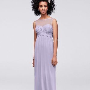 David’s bridal long illusion mesh bridesmaid dress